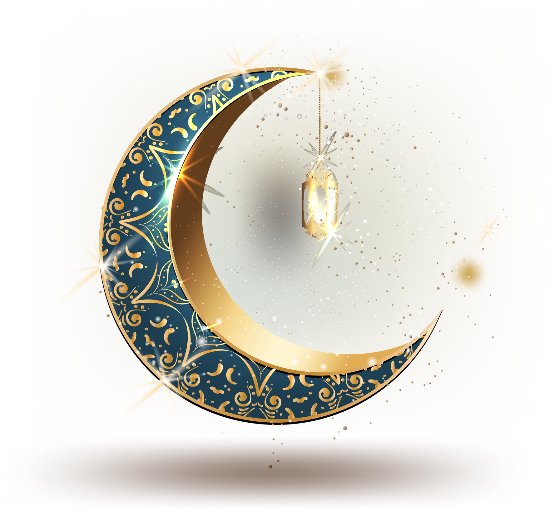 Ramadan Kareem,crescent moon gold 3D style